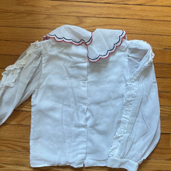 VINTAGE white collar blouse, size small - Picture 10 of 10